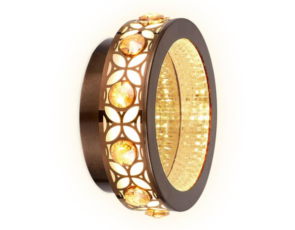 Купить Ambrella Настенно-потолочный светодиодный светильник с хрусталем FA9422 CF/TI кофе/янтарь 3000K 16W D200*80