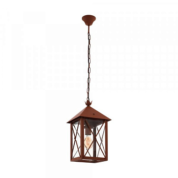 Eglo 64753 Уличный подвес GAUDESI, 1X60W(E27), сталь оцинкованный, коричн антик/ стекло, прозрачный