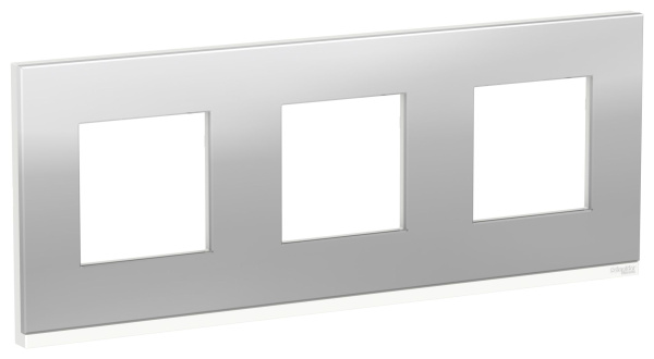 Купить SE Unica Pure Алюминий матовый/Белая Рамка 3-ная горизонтальная NU600680