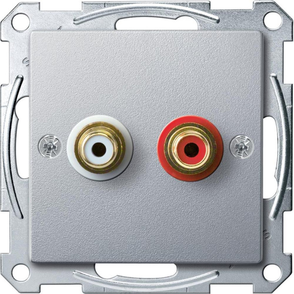 Купить SE Merten SM Алюминий Аудиорозетка с двумя гнездами тюльпан MTN4350-0460