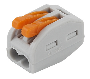 ЭРА NO-222-25 Клемма СМК, серия 412, с рычагом, 2 отверстия, 0.08-2.5мм2 (упак. 2 шт.)