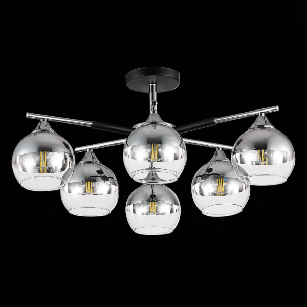 Купить Evoluce SLE106502-06 Светильник потолочный Черный, Хром/Хром, Прозрачный E27 6*60W