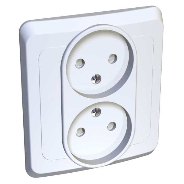 Купить Systeme Electric Этюд Бел Розетка 2-ая б/з с защитными шторками