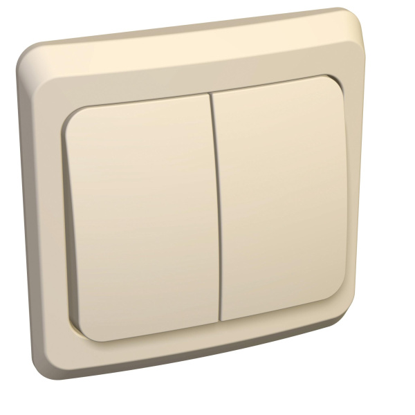 Купить Systeme Electric Этюд Крем Выключатель 2-клавишный с подсветкой