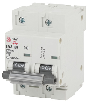 ЭРА NO-902-277 Pro Автоматический выключатель ВА47-100 2Р 80А 10 кА кривая С (6/60/1500)