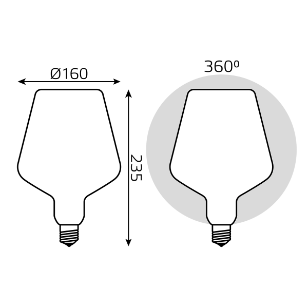 Купить Gauss Лампа Filament V160 9W 890lm 4100К Е27 milky LED 1016802209