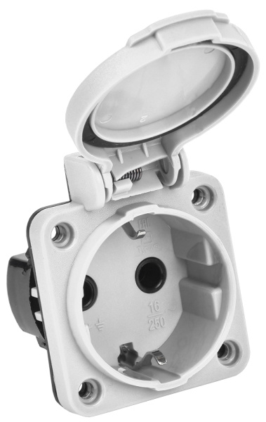 IEK РП13-3 розетка панельная  2Р+РЕ 16А з/к с кр. IP54 сер. MAGNUM