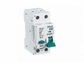 Dekraft Автоматический выключатель дифференциального тока (АВДТ) 1Р+N 32А 30мА тип A х-ка С ДИФ-103 6кА 16232DEK