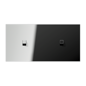 JUNG LS1912 Хром Центральная плата, 2 поста, для горизонтальной установки, тумблеры 1+1,куб; метал. исполнение GCR12-200E22