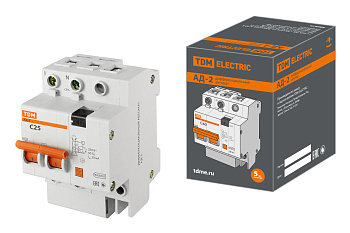 TDM Диф.автомат АД-2 2Р, C25, 30мА, 4,5кА, тип АС, SQ0221-0002