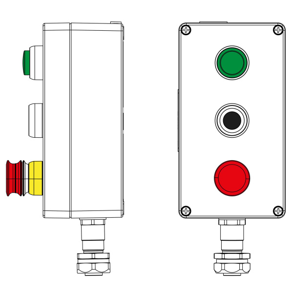 DKC Взрывозащищенный пост управления из алюминия CPE-A-14-(1xLG(250)-1xP1B(11)-1xP6E(11))-1xKAEPM2MHK-20(C)1Ex d e IIC Т5 Gb / Ex tb IIIC T95°C Db IP6