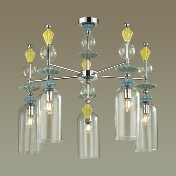 Купить Odeon Light 4893/5C CLASSIC ODL_EX22 33 хром/раноцветн./керамика/стекло Люстра потолочная E14 5*40W 4893/5C BIZET