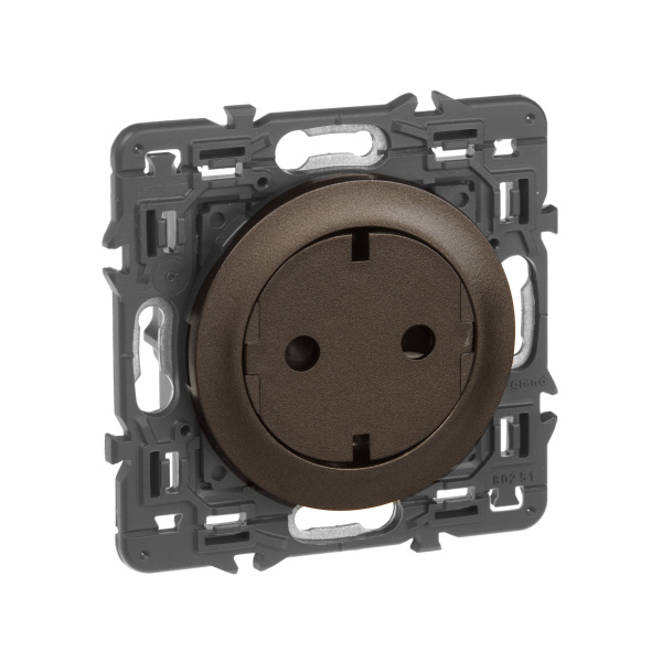 Купить Legrand Celiane2 Графит Розетка с плоской лицевой панелью с/з, безвинт зажим (накладка+механизм) 067168