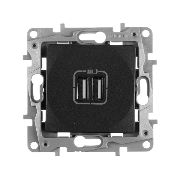 Купить Legrand Etika Антрацит Розетка USB 2-ая 240В/5В 2400мА 672694