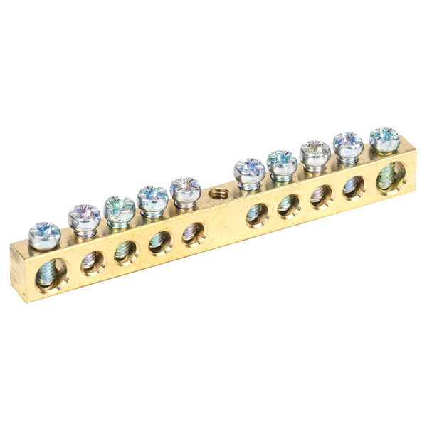 Шина PEN «земля-ноль» 6х9 мм 10/1 (10 групп/крепеж по центру) Rexant 11-2359