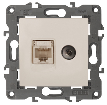 ЭРА 14-3110-02 Elegance Сл.кость Розетка двойная RJ45+TV