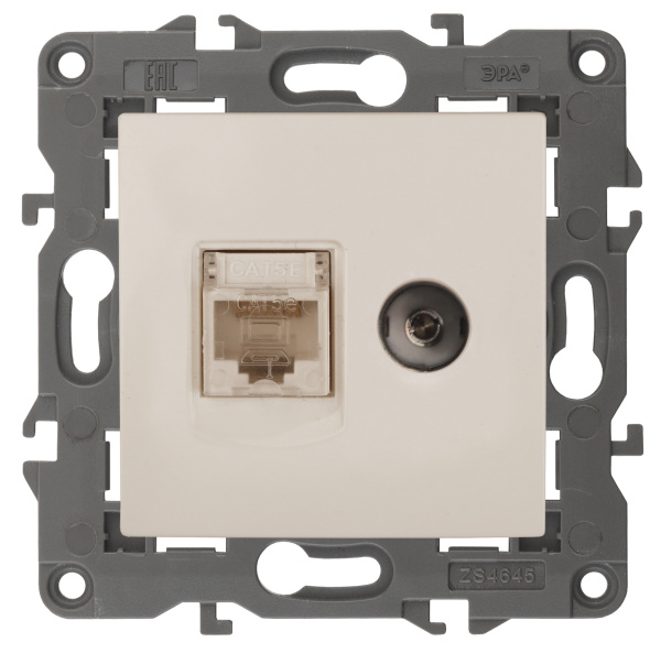 ЭРА 14-3110-02 Elegance Сл.кость Розетка двойная RJ45+TV