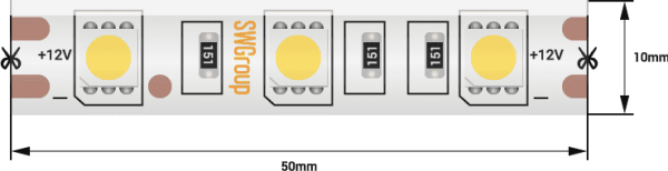 SWG Лента светодиодная стандарт 5050, 60 LED/м, 14,4 Вт/м, 12В , IP65, Цвет: Нейтральный белый SWG560-12-14.4-NW-65 SWG Лента светодиодная стандарт 5050, 60 LED/м, 14,4 Вт/м, 12В , IP65, Цвет: Нейтральный белый SWG560-12-14.4-NW-65