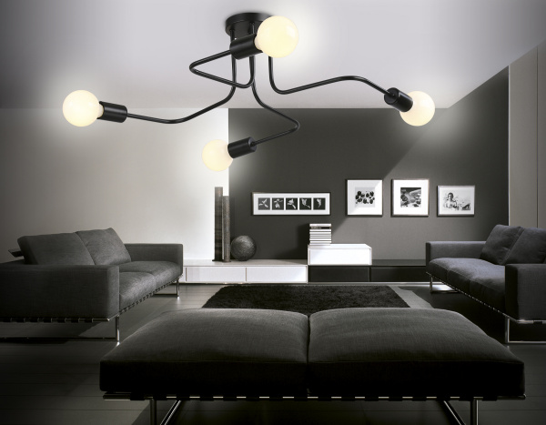 Купить Ambrella Потолочный светильник в стиле лофт TR8022/4 BK черный E27*4 max 40W D715*205