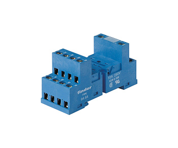 Finder Розетка с винтовыми клеммами (с зажимной клетью) для реле 55.32, таймера 85.02; в комплекте металлическая клипса 094.51; версия: синий цвет 9462SMA