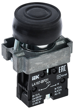 IEK Кнопка LA167-BP21 d=22мм 1з черная