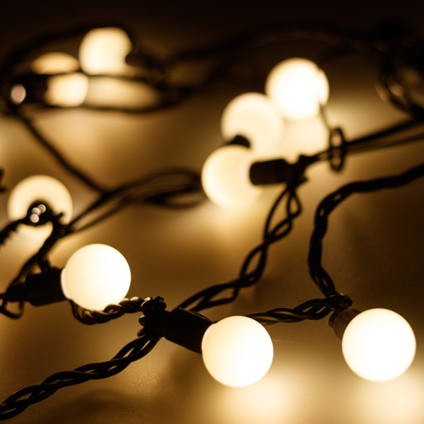 Купить Arlight Светодиодная гирлянда ARD-BALL-CLASSIC-D23-10000-BLACK-80LED WARM (230V, 3.5W) (Ardecoled, IP65) 025617