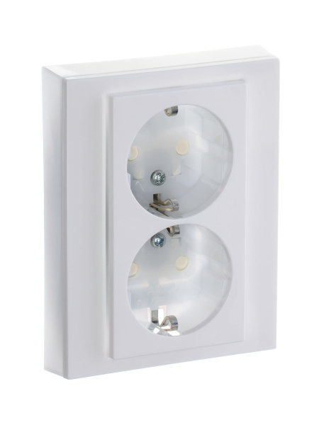 Купить ABB EPJ Levit белый / ледяной Розетка двойная с заземл, со шторками 2CHH223457C6001