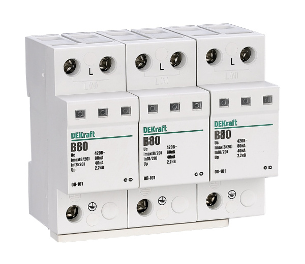 Купить Dekraft Ограничитель перенапряжений 3P 80кА класс B 440В