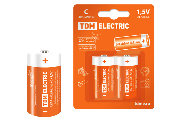 TDM Элемент питания LR14 C Alkaline 1,5V BP-2 SQ1702-0011