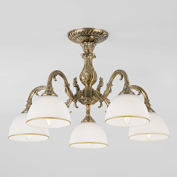 Eurosvet Классическая люстра со стеклянными плафонами 60106/5 античная бронза a045755