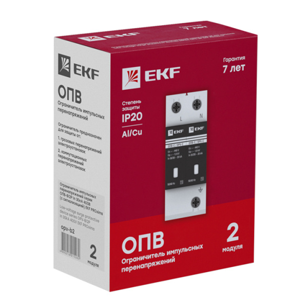 Купить EKF PROxima Ограничитель импульсных напряжений ОПВ-B/2P In 30кА 400В с сигн.