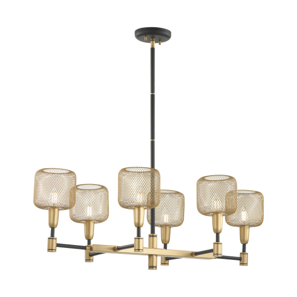 Купить Odeon Light 4975/6 LOFT ODL22 475 черный/мат.золотой/металл.сетка Люстра E14 6*40W LECOLA