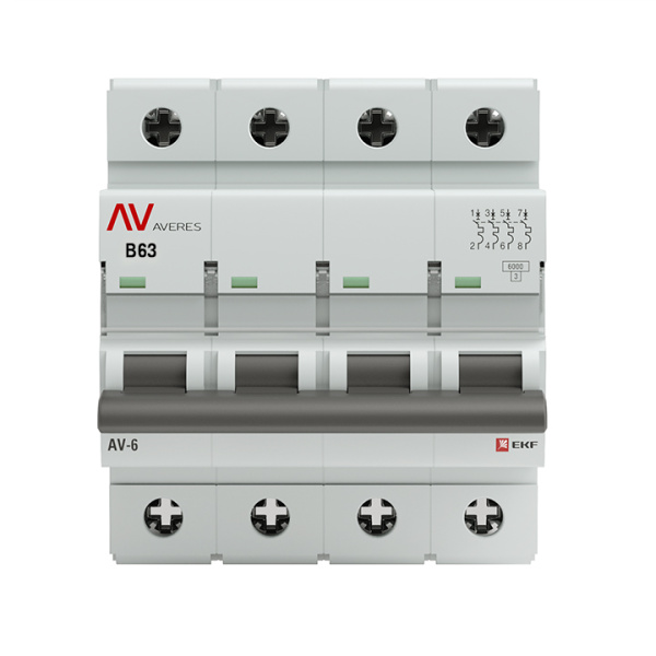 Купить EKF Averes AV-6 Автоматический выключатель (B) 4P 63А 6kA mcb6-4-63B-av