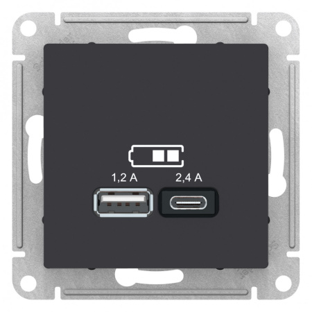 SE AtlasDesign Карбон USB A+С, 5В/2,4А, 2х5В/1,2 А, механизм ATN001039