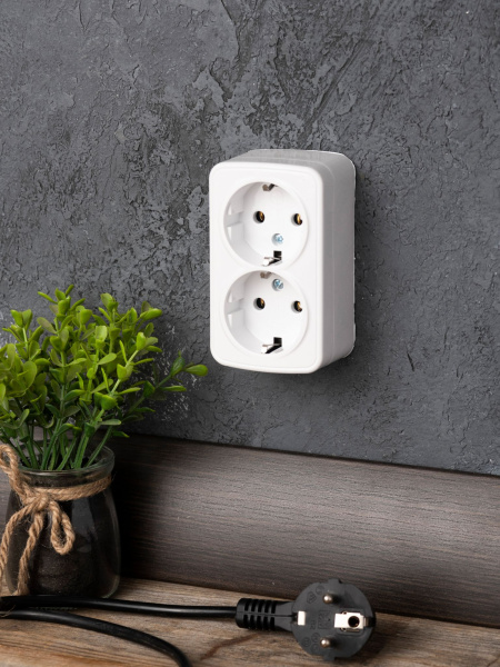 Купить EKF Basic Минск Белый Розетка 2-ая, с/з, 16А, ОП