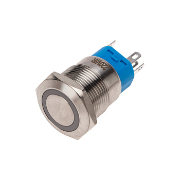 Кнопка антивандальная Ø19 250В Фикс (5с) ON-OFF/OFF-ON подсв/красная Rexant 36-3440