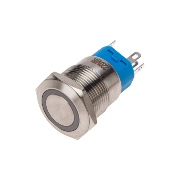 Кнопка антивандальная Ø19 250В Фикс (5с) ON-OFF/OFF-ON подсв/красная Rexant 36-3440