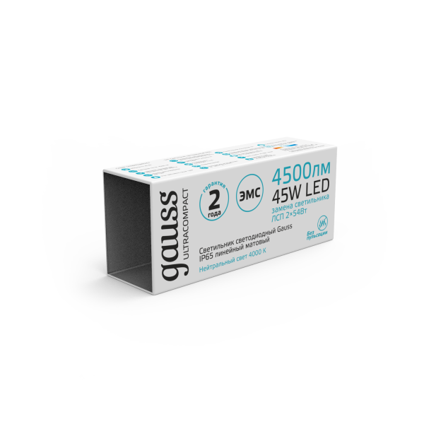 Купить Gauss Светильник линейный ULTRACOMPACT 45W 4500lm 4000K 185-265V IP65 1490*40*30мм LED 143426245