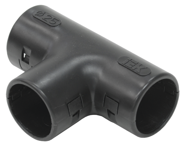 IEK Тройник открывающийся TI25G черный (5 шт/комп) CTA10D-TIG25-K02-005