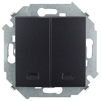 Simon 15 Графит Выключатель 2-клавишный, с подсветкой, 16А, 250В, винт. зажим 1591392-038