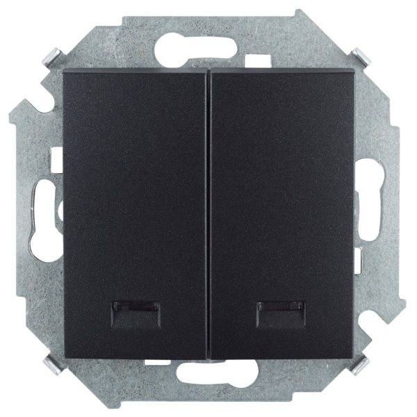 Simon 15 Графит Выключатель 2-клавишный, с подсветкой, 16А, 250В, винт. зажим 1591392-038