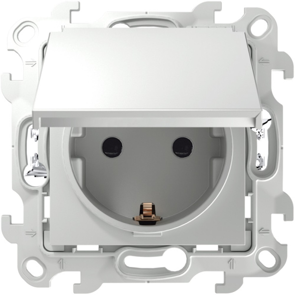 Купить Simon 24 Белая Розетка 2К+3 IP44 с крышкой и защитными шторками Push&Go 2420448-030