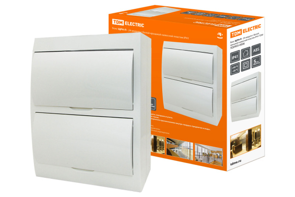 TDM Бокс ЩРН-П-24модуля с белой крышкой,навесной, пластик IP41 SQ0903-0006