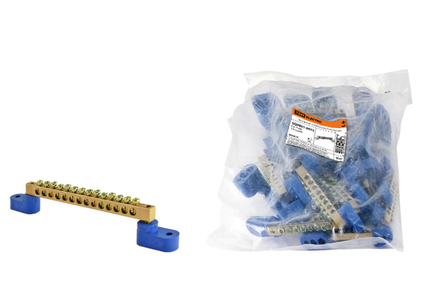 TDM Шина "N" нулевая 6х9мм на двух угл. изоляторах 14 групп SQ0801-0035