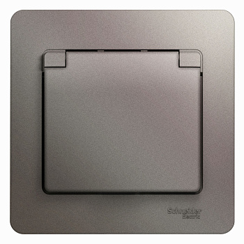 Systeme Electric Glossa Платина Розетка с/з со шторками с крышкой IP20 (в сборе)