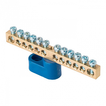 EKF PROxima Шина "0" N (6х9мм) 12 отверстий латунь синий угловой изолятор
