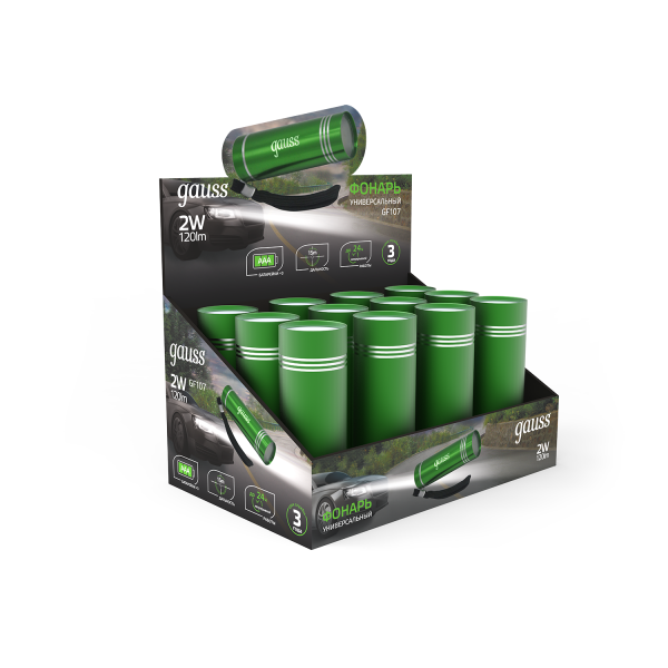 Gauss Фонарь ручной модель GFL107 2W 120lm 3xAAA LED 12/48/240 GF107