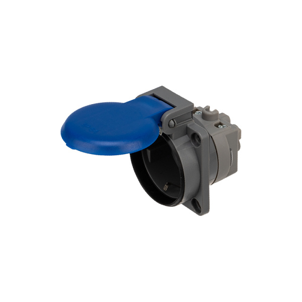 Розетка влагозащищенная с крышкой, с/з, скрытая установка,16 А, IP54 каучук Rexant 111-008