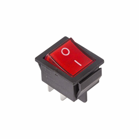 Выключатель клавишный 250V 16А (4с) ON-OFF красный с подсветкой Rexant 36-2330
