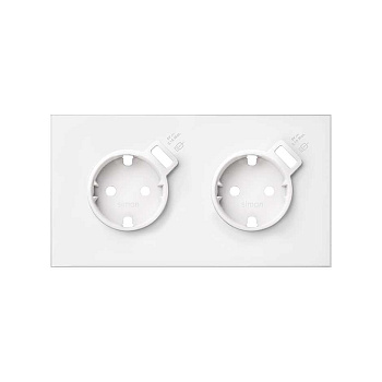 Simon 100 Белый матовый Кит 2 поста, фронт. Накладка на 2 розетки Schuko с з/у USB SC 10020211-230